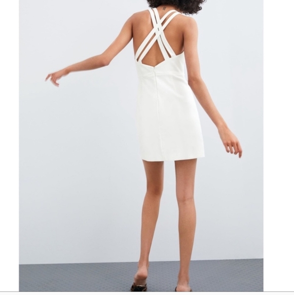 Zara White Cross Back Dress - Picture 2 of 10